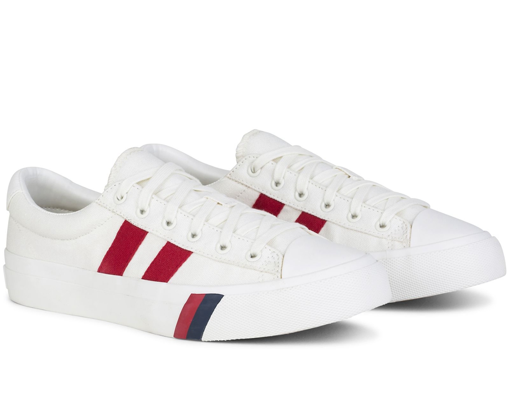 Basket Keds Femme Blanche/Rouge - Royal Plus Toile - 423-NGXVKO